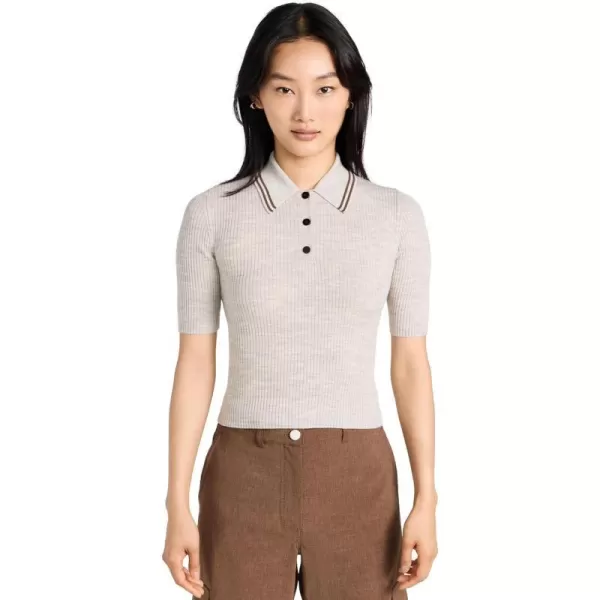 Theory Womens Tipped Rib PoloLight Melange BrownPecan