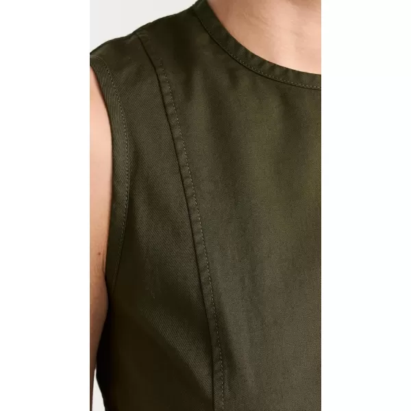 Theory Womens Sleeveless High Crew DressDark Olive