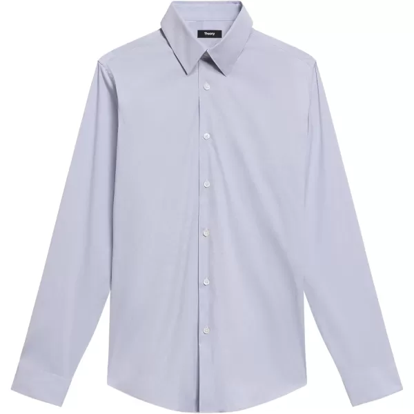 Theory Mens Sylvain Shirt in Poplin GridOlympicWhite