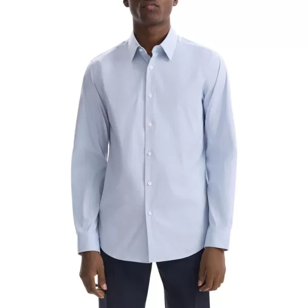 Theory Mens Sylvain Shirt in Poplin GridOlympicWhite