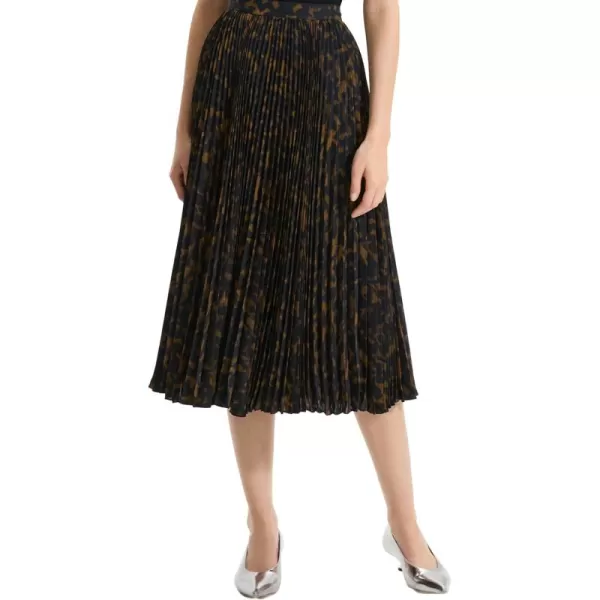 Theory Womens Pleated Midi SkirtDark Brown Multi