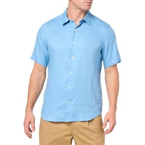 imageTheory Mens Irving Short Sleeve in Relaxed LinenPowder Blue