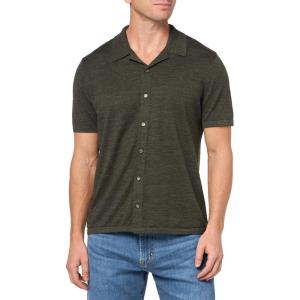 imageTheory Mens Short Sleeve Button Down Shirt in Pacific LinenDark Olive