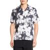 imageTheory Mens Noll Short Sleeve Camp Collar in Brush FloralCarbonIvory