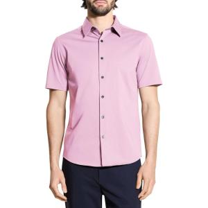 imageTheory Mens Irving Short Sleeve Shirt in Structure KnitPale Mauve