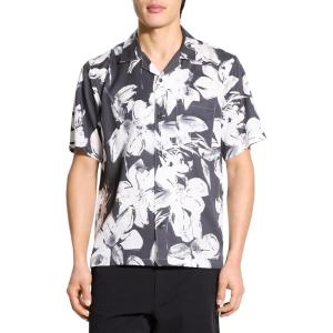 imageTheory Mens Noll Short Sleeve Camp Collar in Brush FloralCarbonIvory