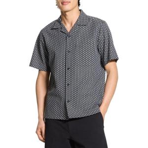 imageTheory Mens Noll Short Sleeve Camp Collar in Geo CottonBlackWhite