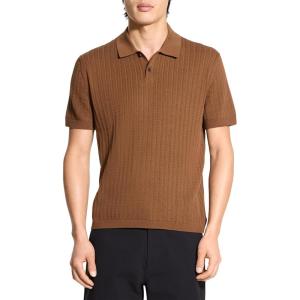 imageTheory Mens Short Sleeve Cable Polo in Eco BreachDeep Tobacco