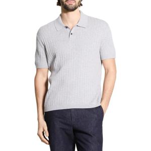 imageTheory Mens Short Sleeve Cable Polo in Eco BreachLight Grey Heather