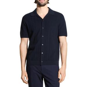 imageTheory Mens Camp Collar Shirt in Cotton Tech TwistBaltic