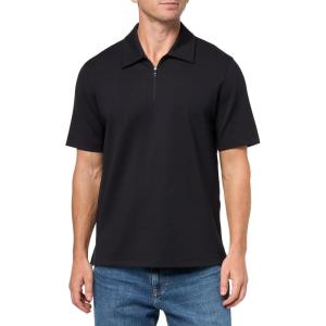 imageTheory Mens Ryder Quarterzip Polo in Relay JerseyBlack