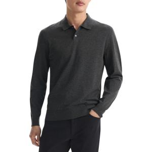 imageTheory Mens Goris Polo Long Sleeve in Light BilenCharcoal Melange