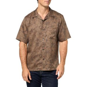 imageTheory Mens Noll Short Sleeve Camp Collar in Floral OutlineWalnut
