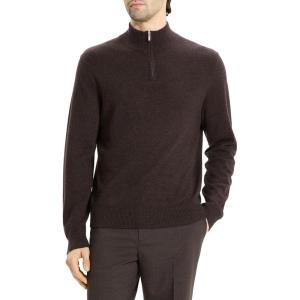 imageTheory Mens Hilles Quarter Zip Cashmere SweaterBrownwood Melange