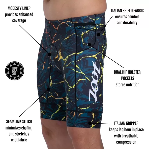 imageZoot Mens LTD 9Inch Triathlon Shorts Endurance Cycle Padded Shorts for Swim Bike Run with Quick Drying UPF 50  FabricKoa Tropical