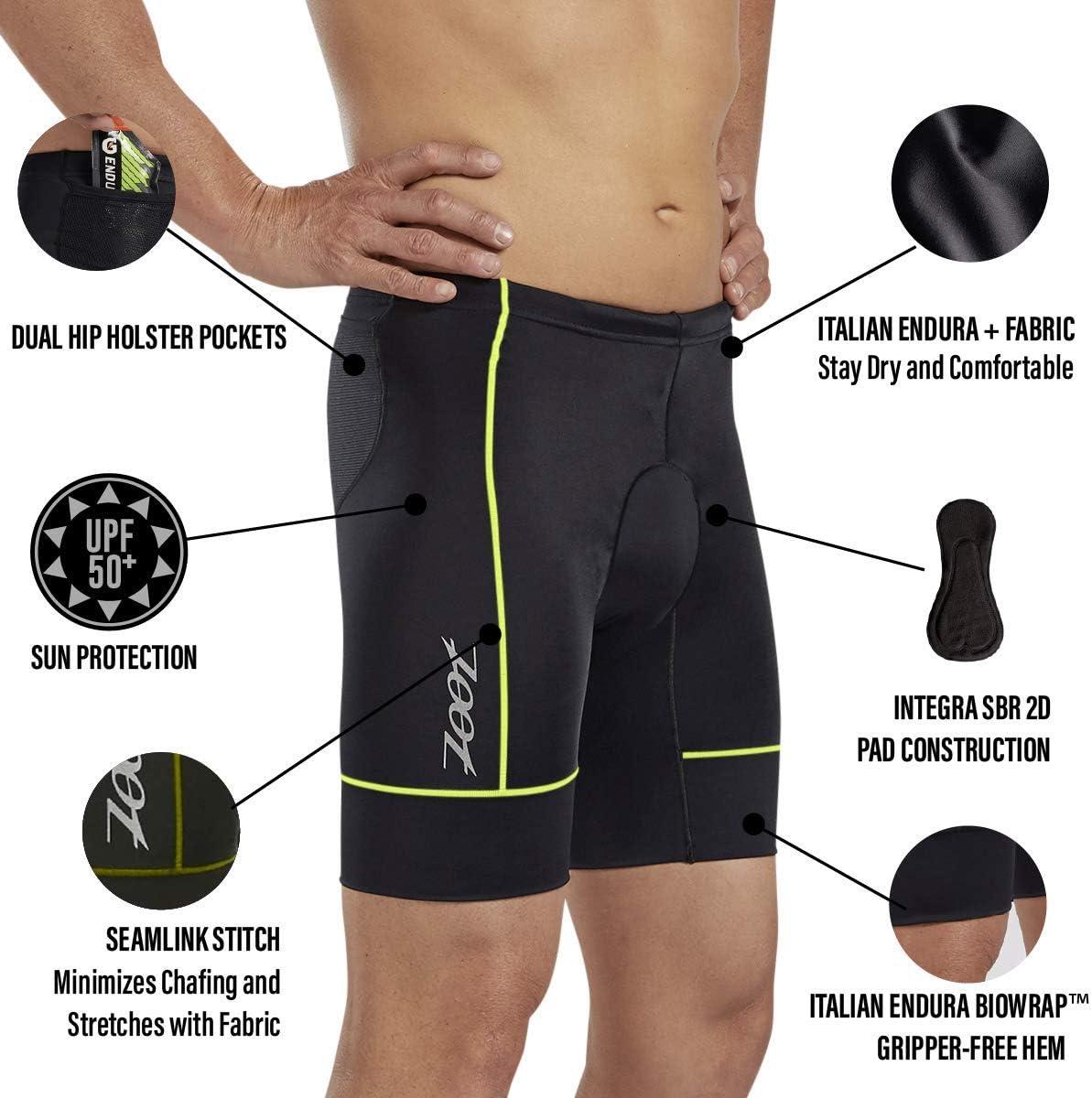 imageZoot Mens Core 7Inch Tri Shorts Quick Dry Performance Triathlon Shorts with Cycling Chamois Pad Pockets ampamp UPF 50 FabricSafety Yellow