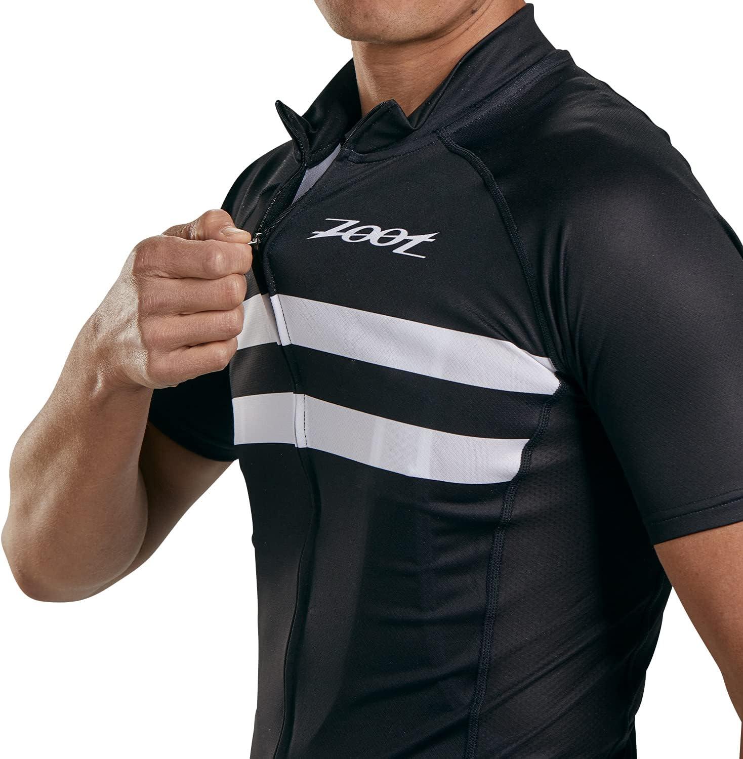 imageZoot Mens Core Cycling Jersey Breathable Short Sleeve Road Bike Tri Jersey Moisture Wicking 3 Rear Pockets UPF 30 FabricBlack