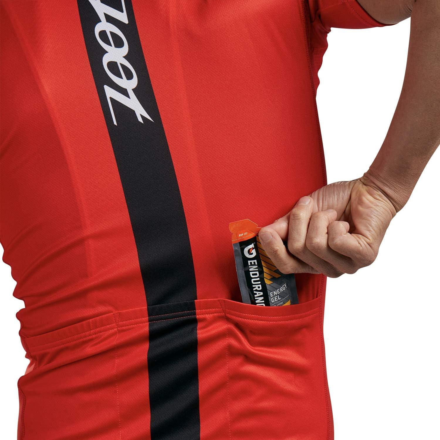 imageZoot Mens Core Cycling Jersey Breathable Short Sleeve Road Bike Tri Jersey Moisture Wicking 3 Rear Pockets UPF 30 FabricCardinal