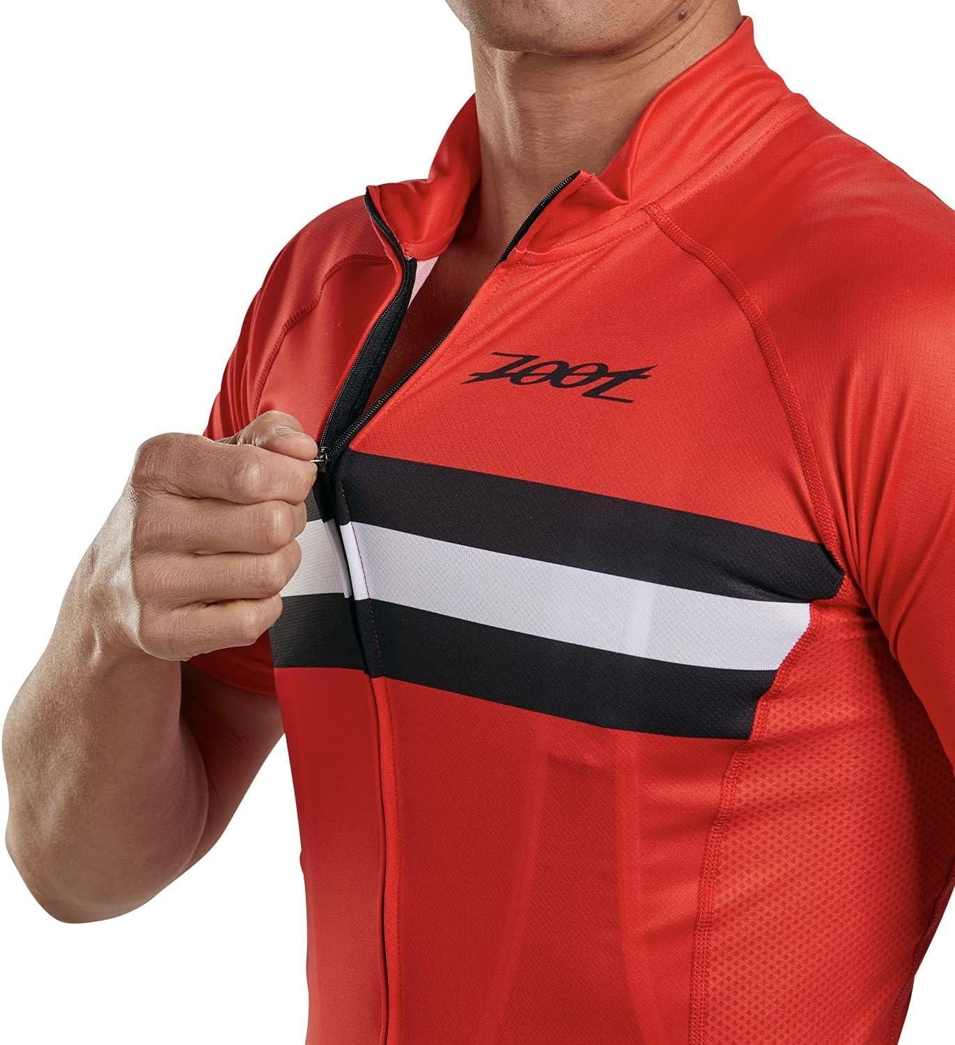 imageZoot Mens Core Cycling Jersey Breathable Short Sleeve Road Bike Tri Jersey Moisture Wicking 3 Rear Pockets UPF 30 FabricCardinal