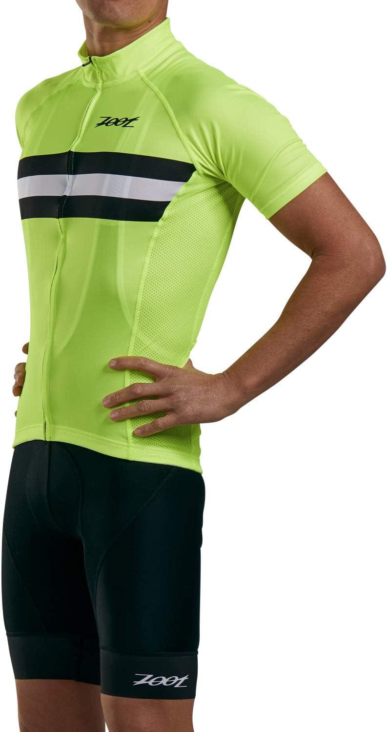 imageZoot Mens Core Cycling Jersey Breathable Short Sleeve Road Bike Tri Jersey Moisture Wicking 3 Rear Pockets UPF 30 FabricSafety Yellow