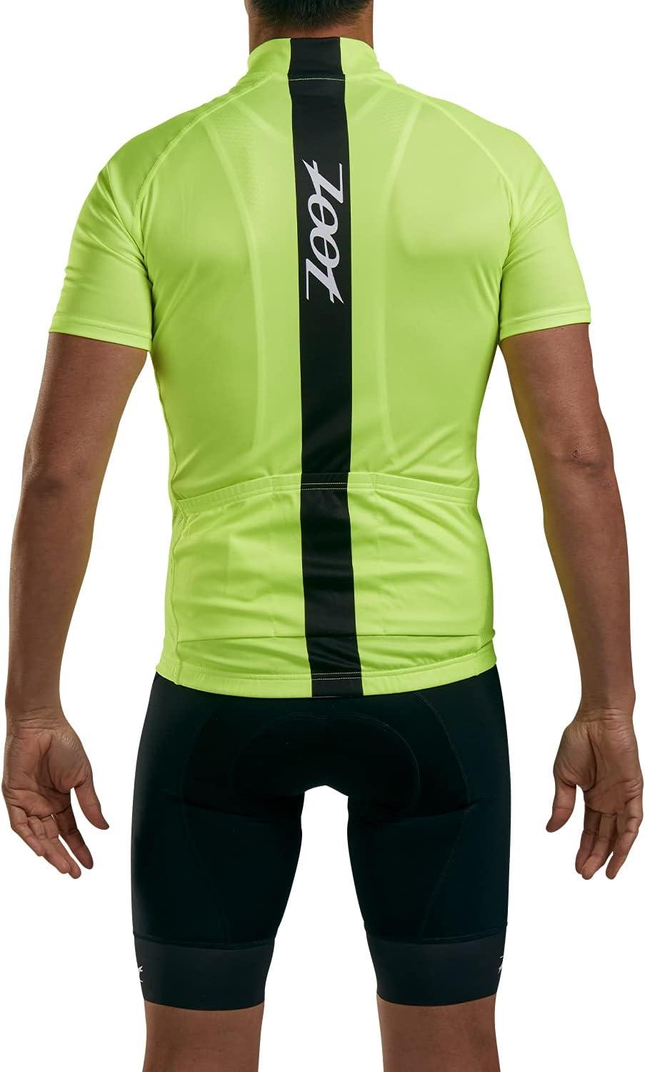 imageZoot Mens Core Cycling Jersey Breathable Short Sleeve Road Bike Tri Jersey Moisture Wicking 3 Rear Pockets UPF 30 FabricSafety Yellow