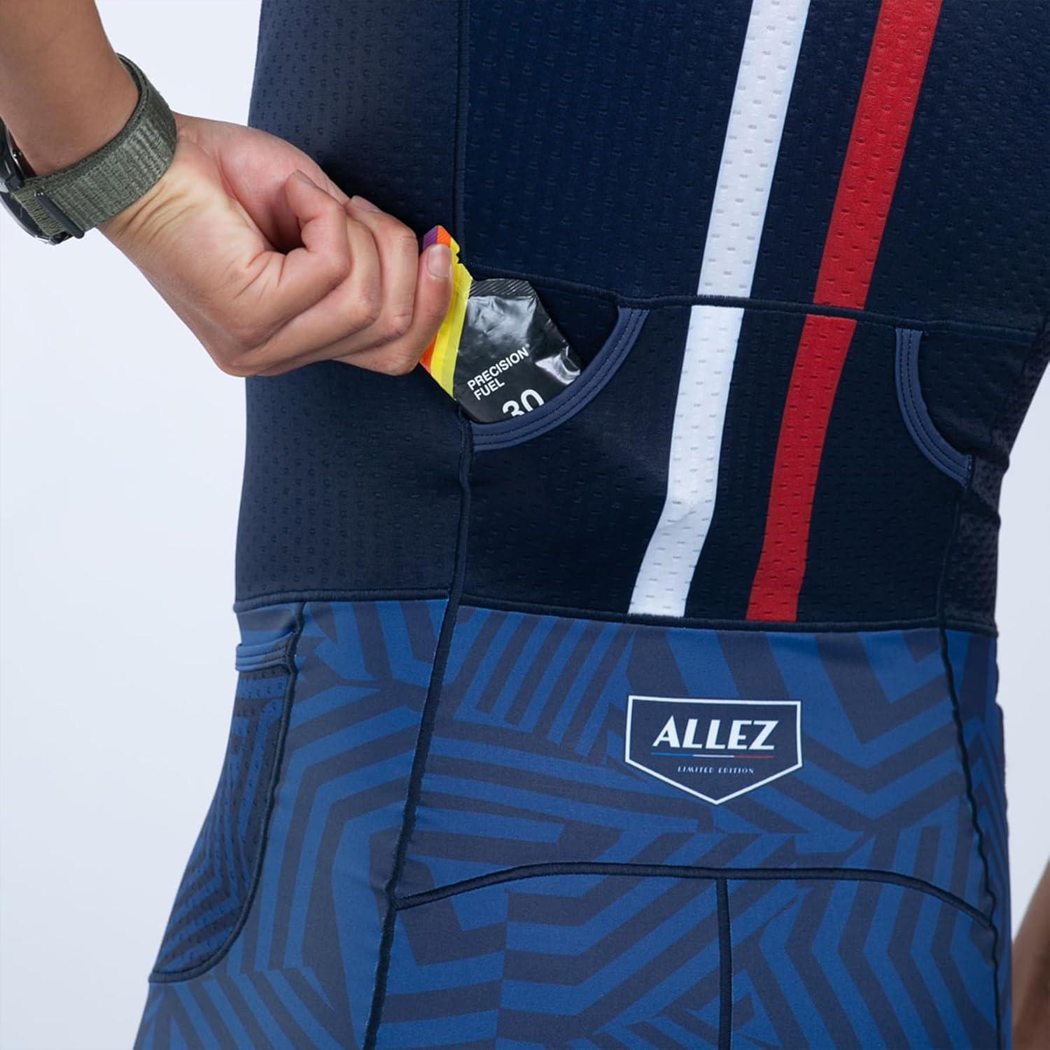 imageZoot Mens LTD Tri Aero Fz Racesuit Short Sleeve Aerodynamic Cycling Race Swim Bike Run Tri Suit with Pockets UPF 50 FabricAllez