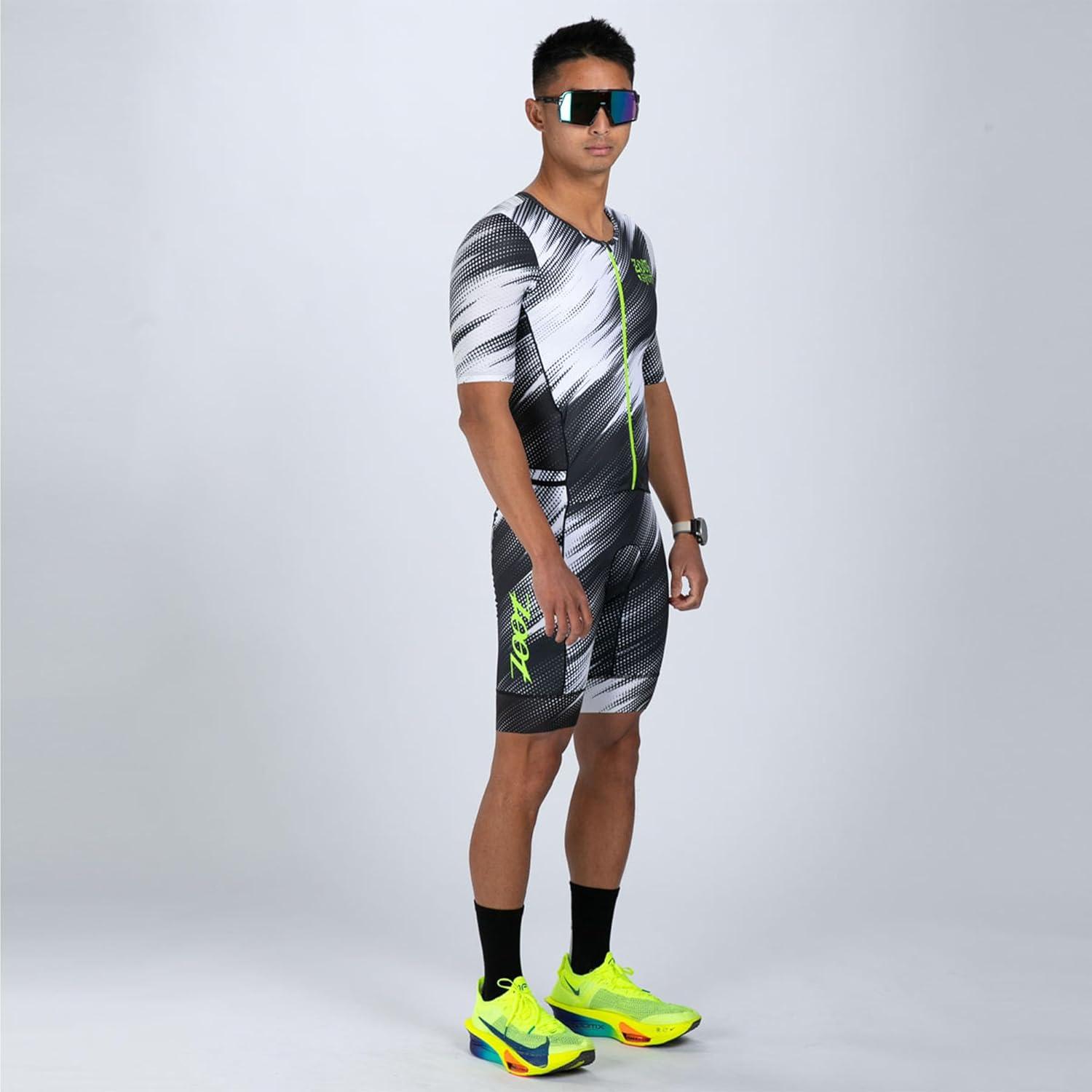 imageZoot Mens LTD Tri Aero Fz Racesuit Short Sleeve Aerodynamic Cycling Race Swim Bike Run Tri Suit with Pockets UPF 50 FabricDriftspeed