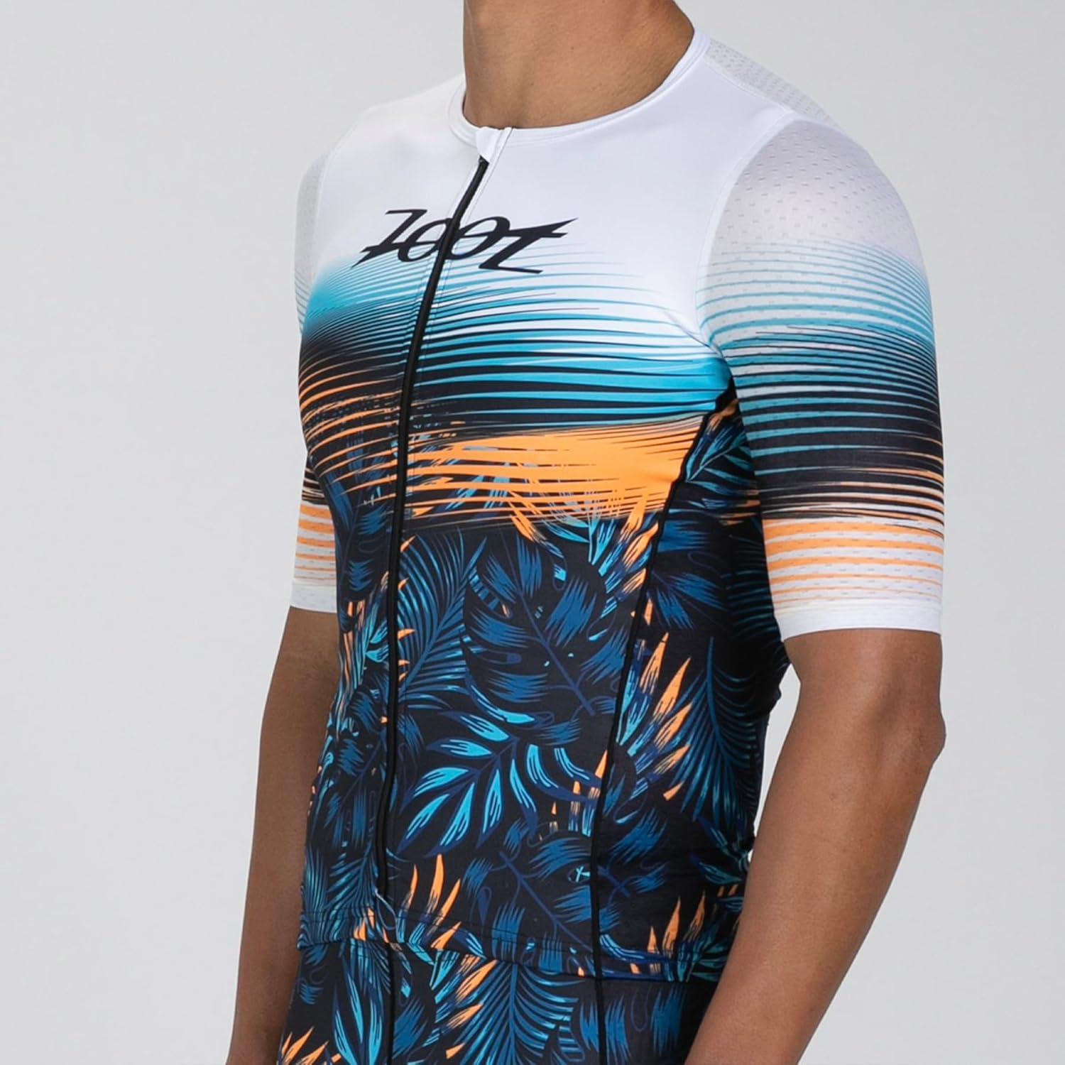 imageZoot Mens LTD Tri Aero Jersey Short Sleeve Triathlon Race Jersey with UPF Sun Protection ampamp PocketsClub Aloha