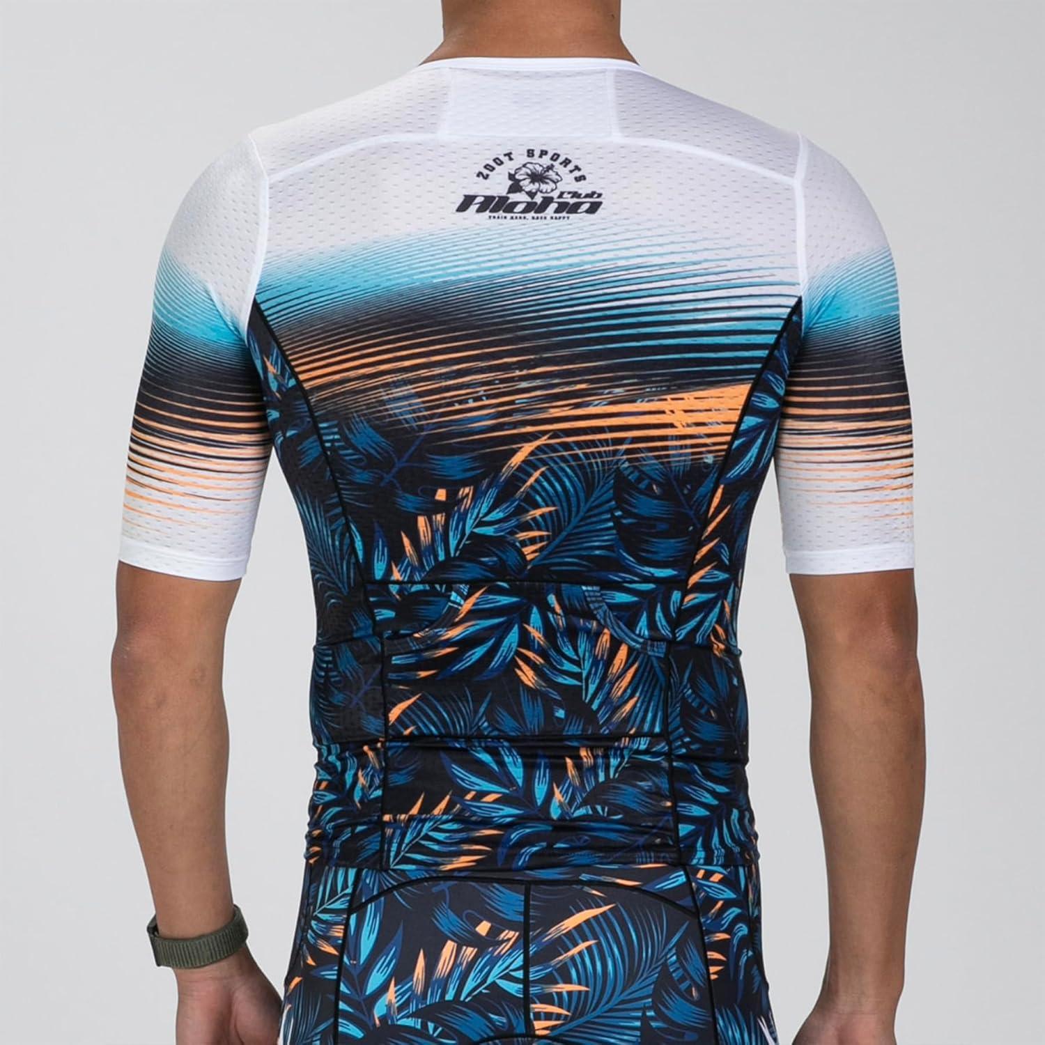 imageZoot Mens LTD Tri Aero Jersey Short Sleeve Triathlon Race Jersey with UPF Sun Protection ampamp PocketsClub Aloha
