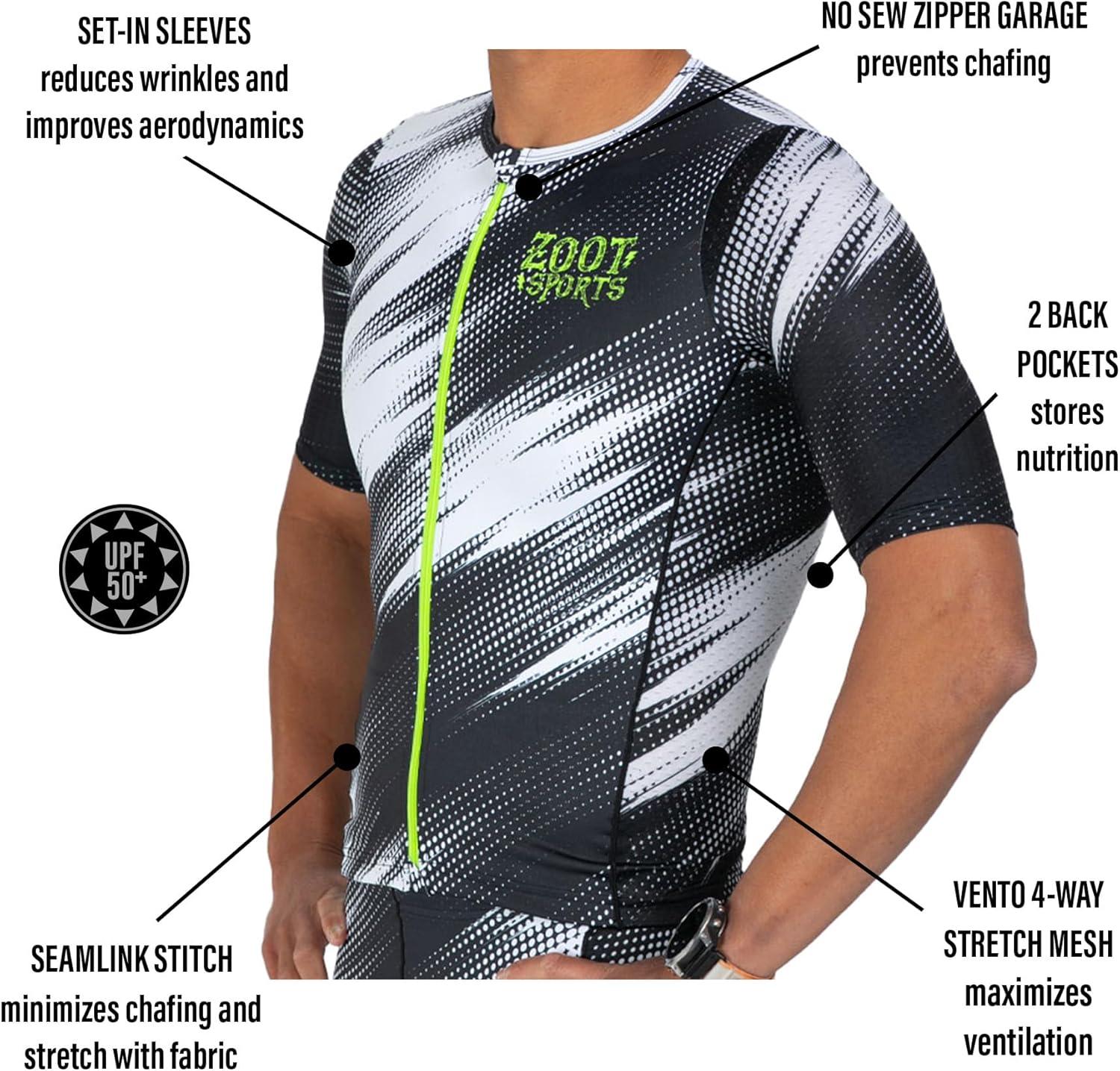 imageZoot Mens LTD Tri Aero Jersey Short Sleeve Triathlon Race Jersey with UPF Sun Protection ampamp PocketsDriftspeed