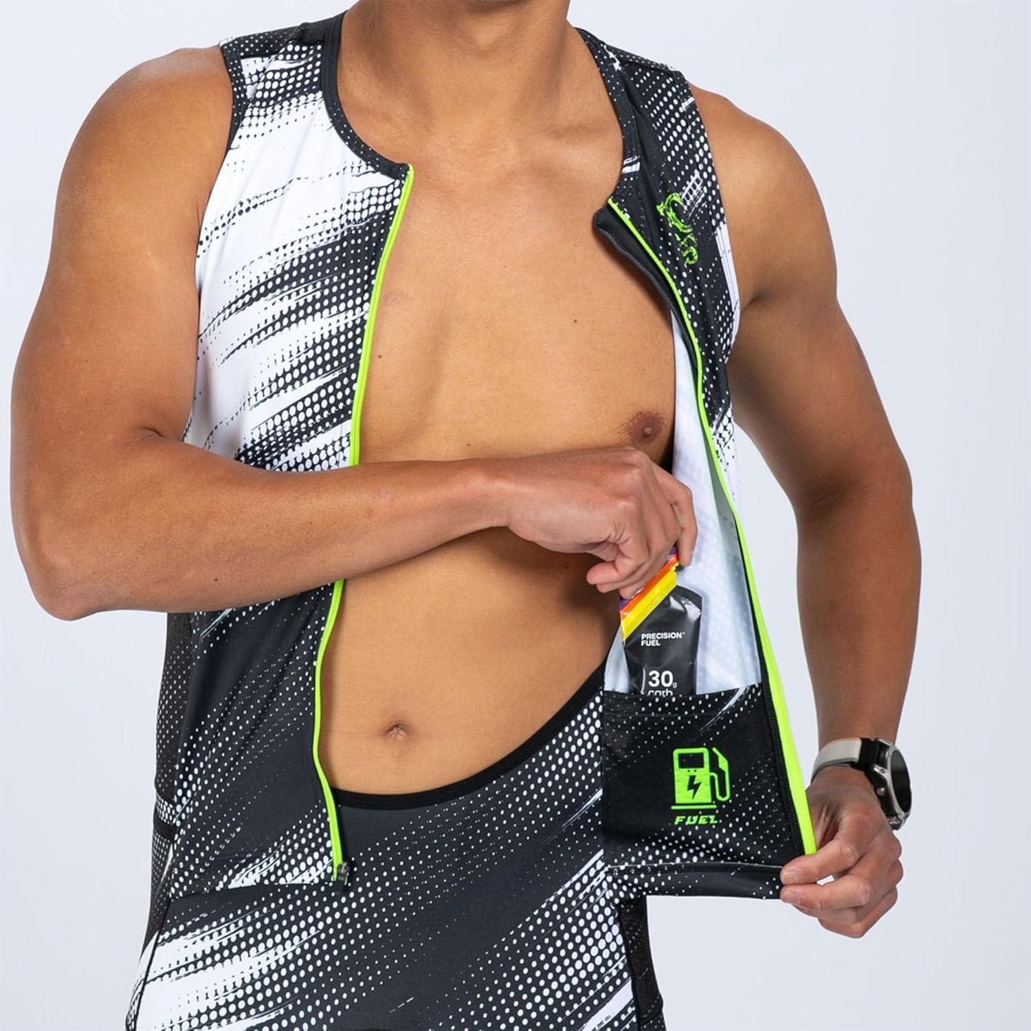 imageZoot Mens LTD Tri Aero SLVS FZ Racesuit Sleeveless Aerodynamic Cycle Swim Bike Run Tri Suit with Chamois Pockets UPF 50Driftspeed