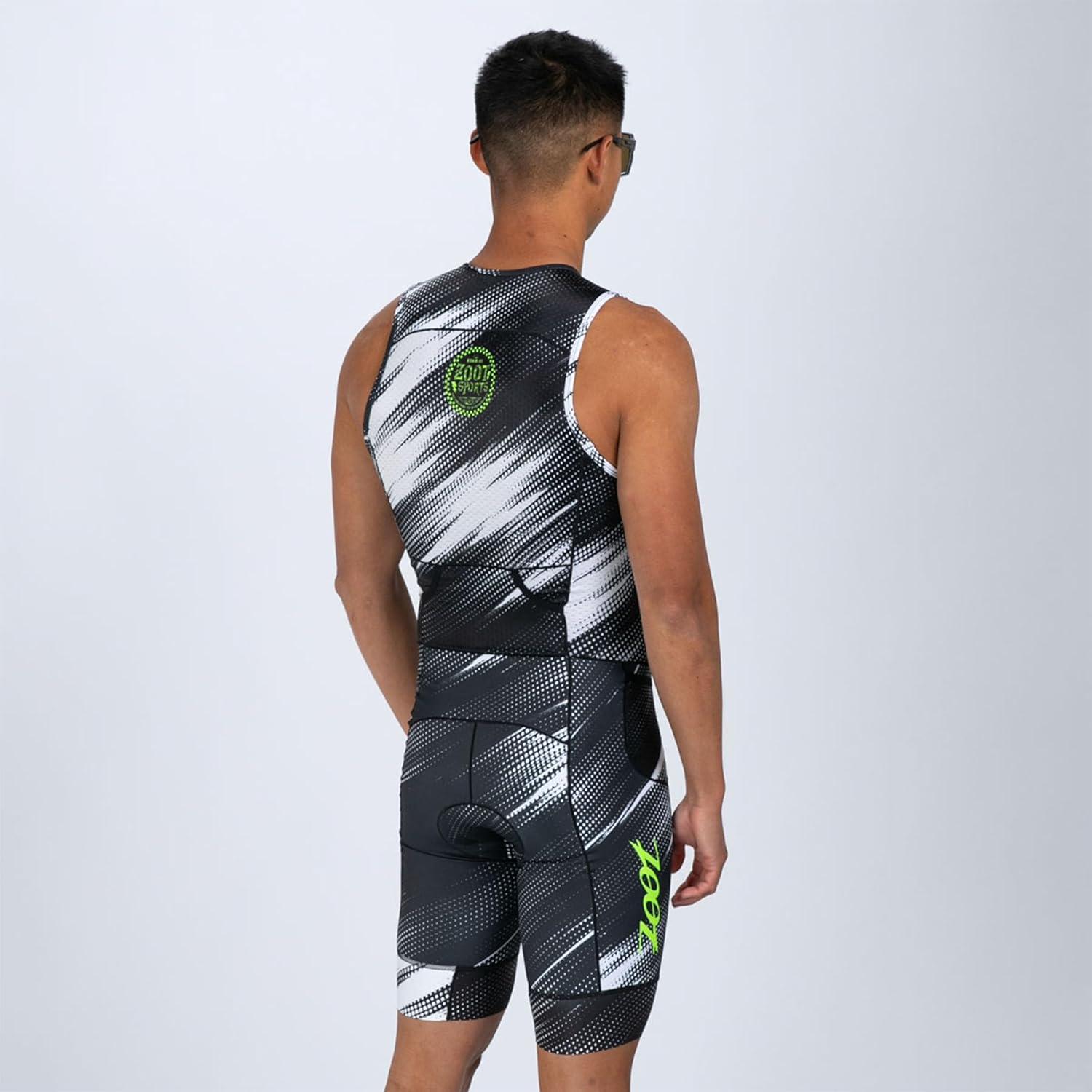 imageZoot Mens LTD Tri Aero SLVS FZ Racesuit Sleeveless Aerodynamic Cycle Swim Bike Run Tri Suit with Chamois Pockets UPF 50Driftspeed