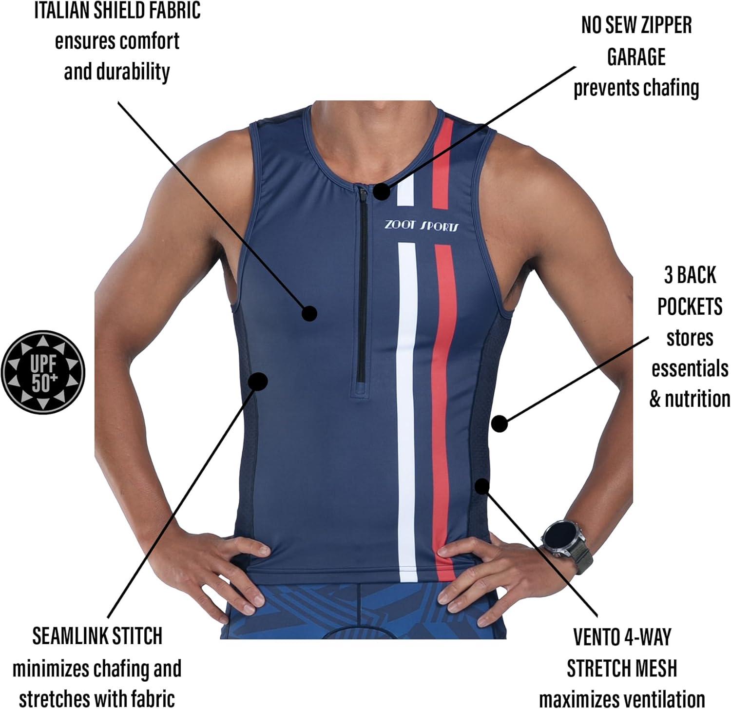 imageZoot Mens LTD Triathlon Tank Top Compression Tri Top for Endurance Race ampamp Training with Pockets ampamp UPF 50 Primo FabricAllez