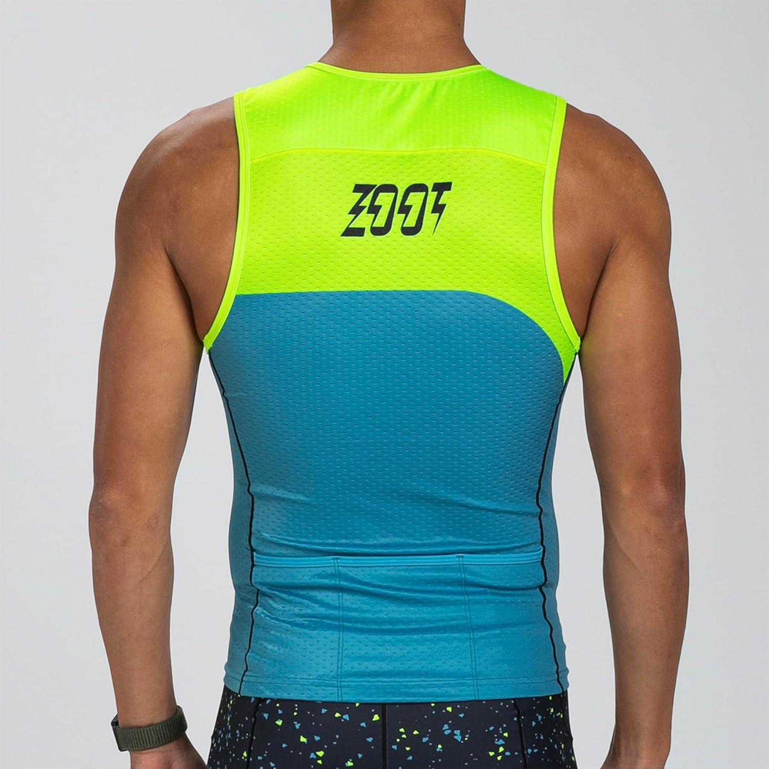 imageZoot Mens LTD Triathlon Tank Top Compression Tri Top for Endurance Race ampamp Training with Pockets ampamp UPF 50 Primo FabricElectric