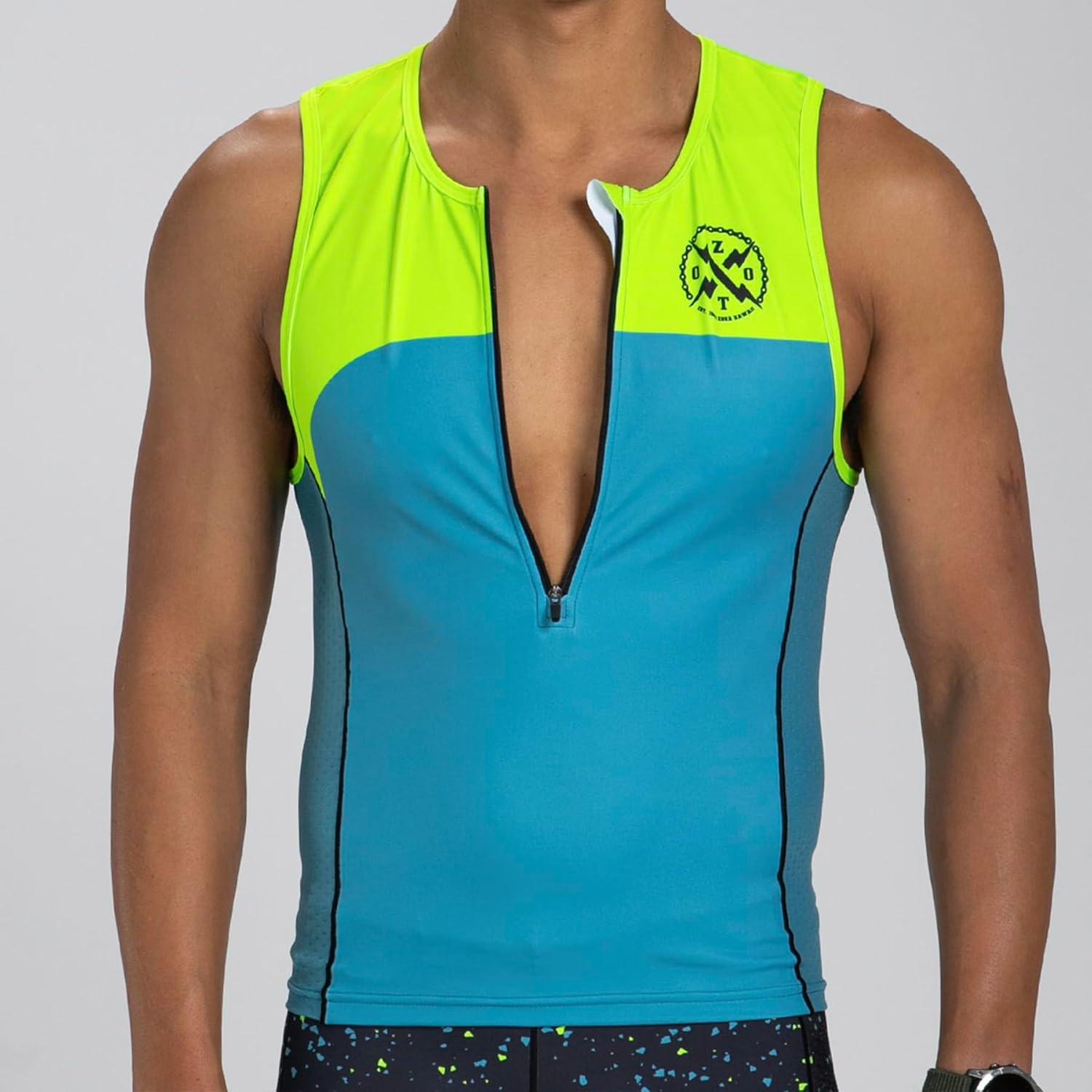 imageZoot Mens LTD Triathlon Tank Top Compression Tri Top for Endurance Race ampamp Training with Pockets ampamp UPF 50 Primo FabricElectric