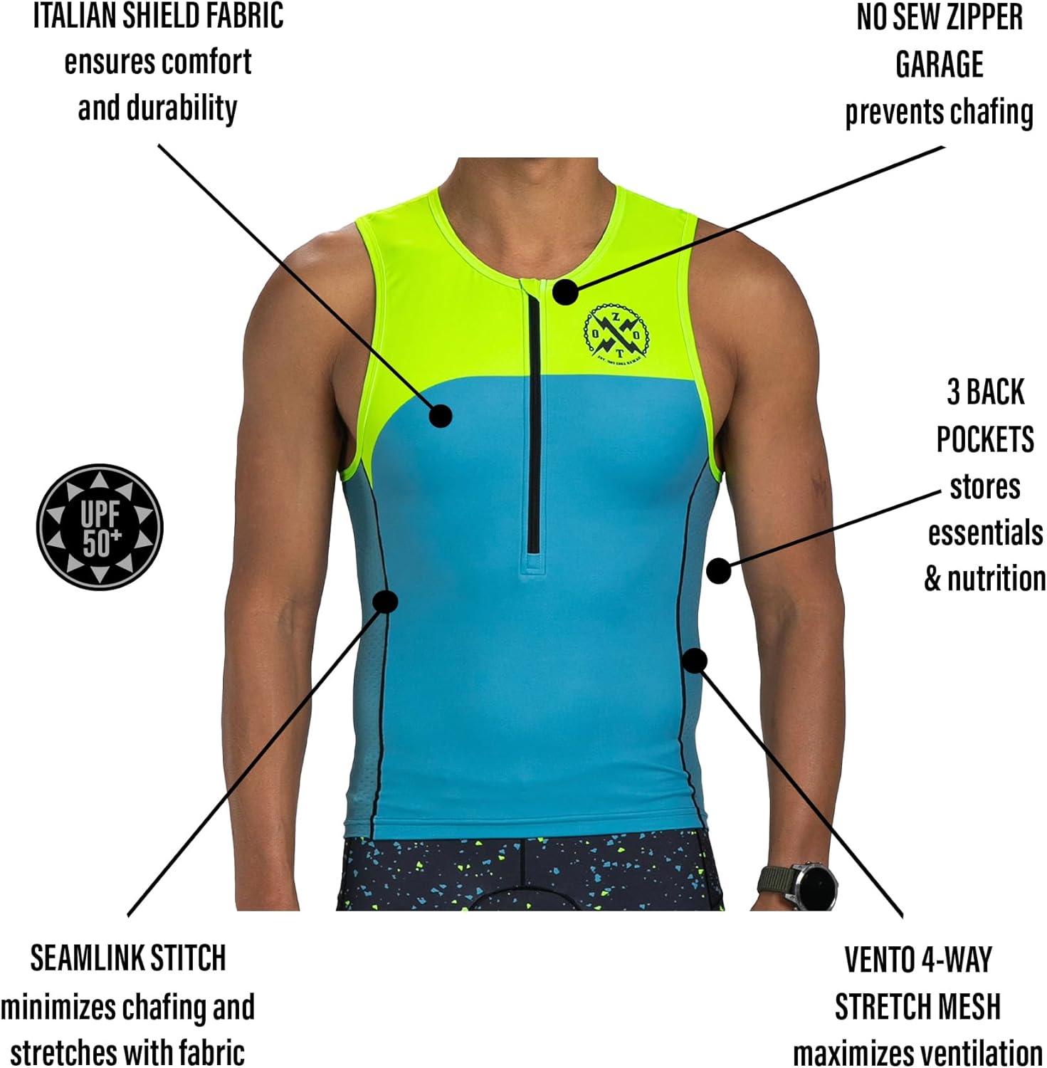 imageZoot Mens LTD Triathlon Tank Top Compression Tri Top for Endurance Race ampamp Training with Pockets ampamp UPF 50 Primo FabricElectric