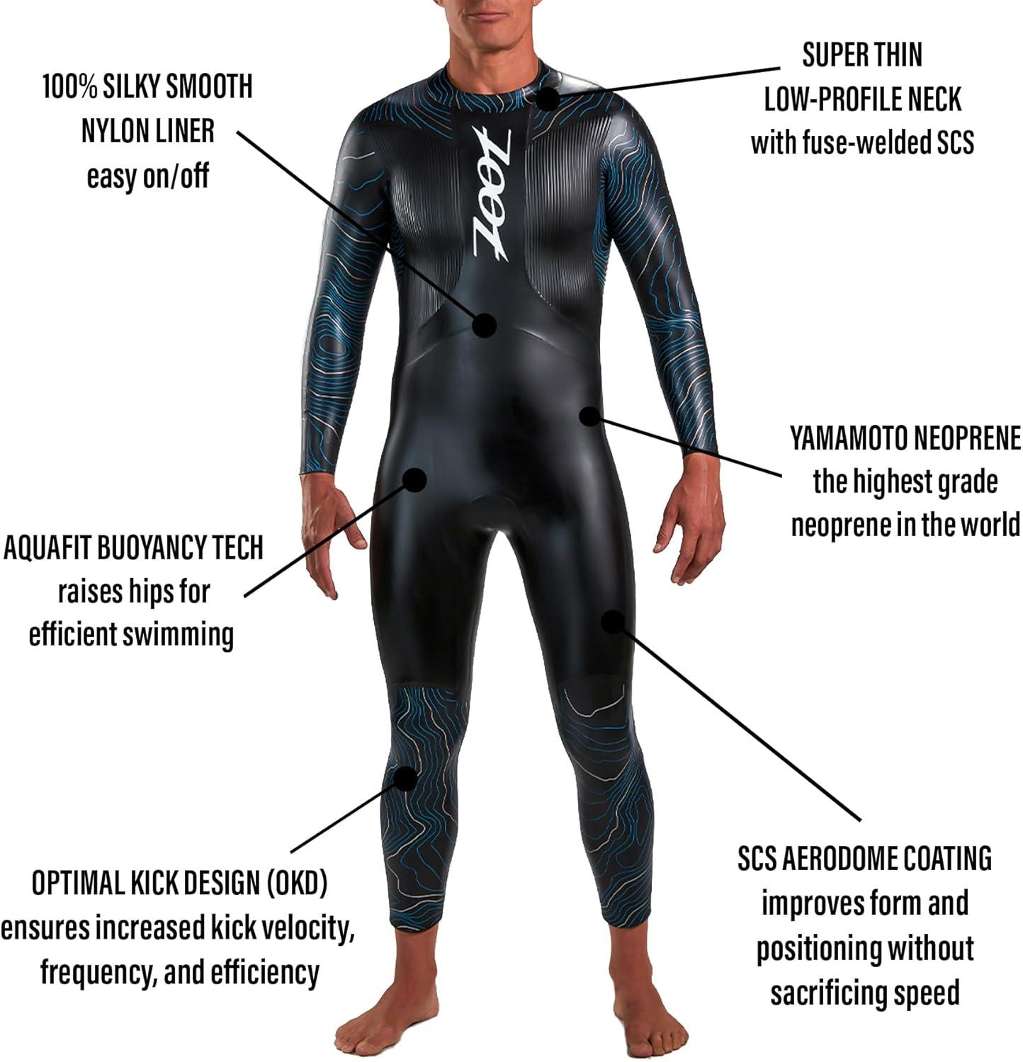 imageZoot Mens Triathlon Kona 20 Wetsuit Full Body Neoprene Triathlete Suit for Open Water Swimming Ironman RacingOcean Blue