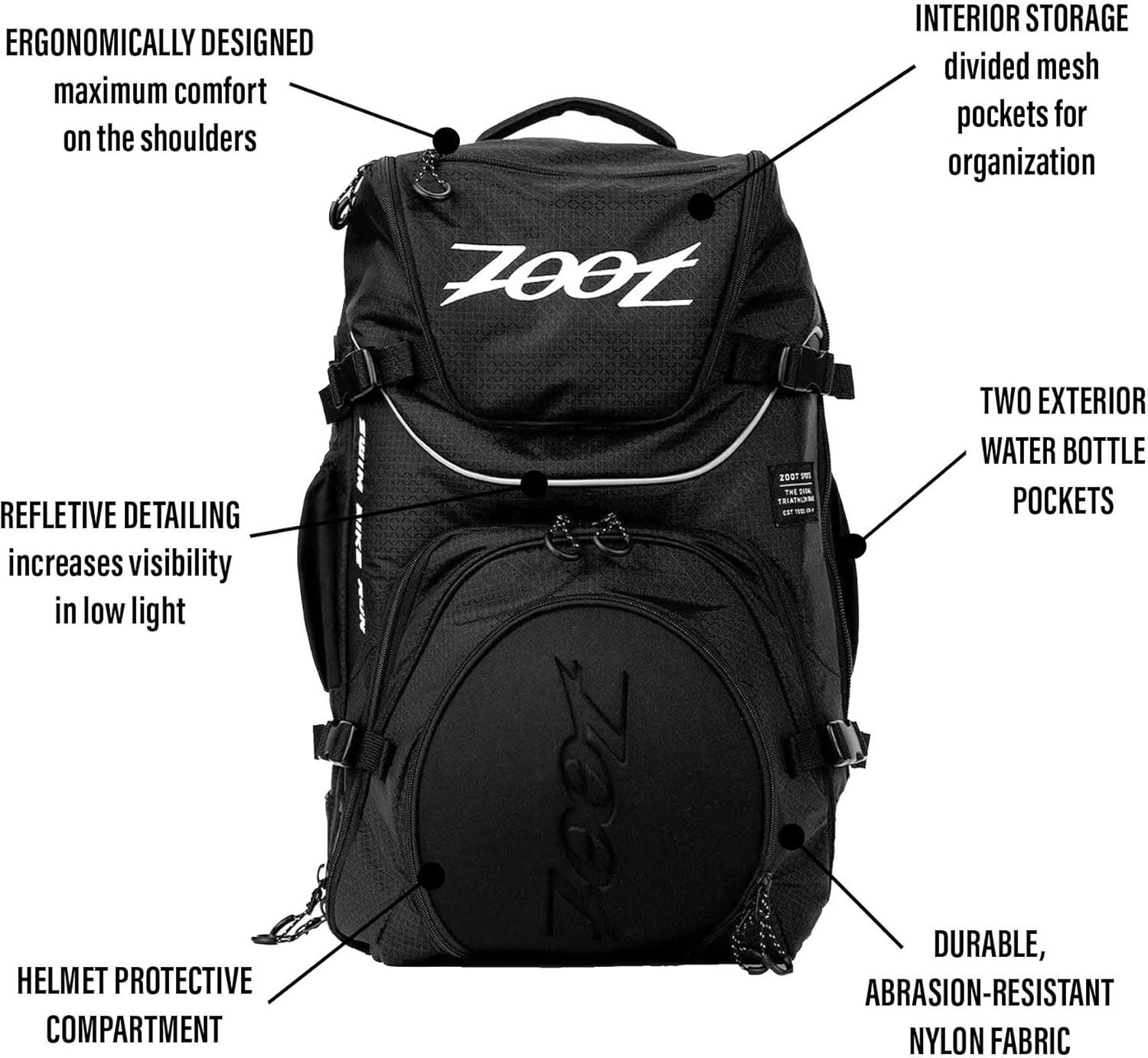 imageZoot Ultra Tri Backpack  Triathlon Transition Bag Wet Storage Compartments Gym Travel Triathlete Bag for Men ampamp Women GreyBlack