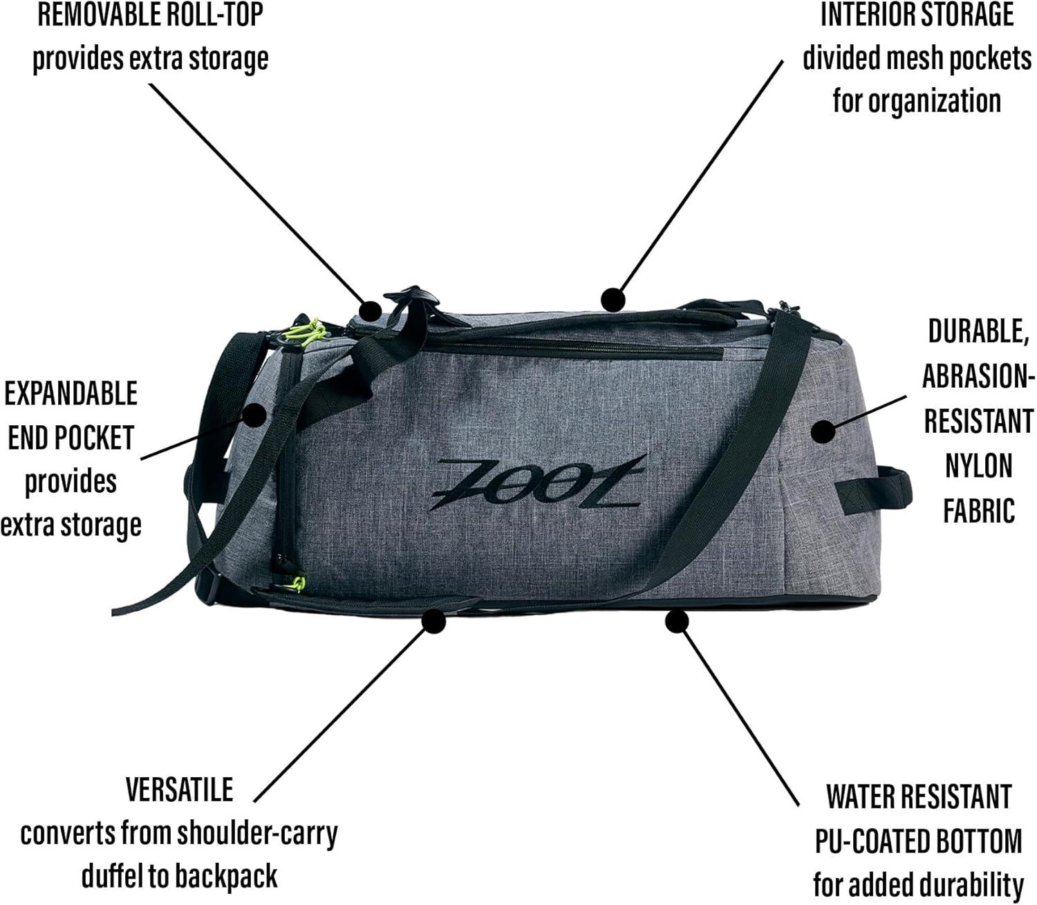 imageZoot Ultra Tri Backpack  Triathlon Transition Bag Wet Storage Compartments Gym Travel Triathlete Bag for Men ampamp Women GreyCanvas Gray