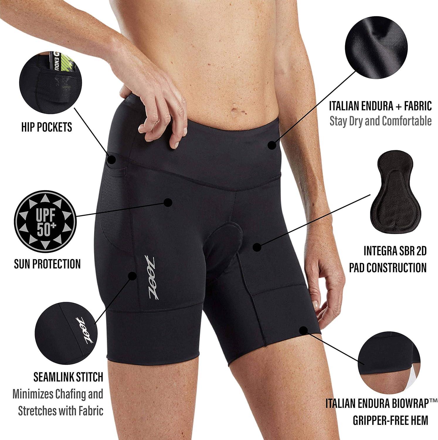 imageZoot Womens Core 6Inch Tri Shorts Quick Dry Performance Triathlon Short with Cycling Chamois Pad Pockets ampamp UPF 50 FabricBlack