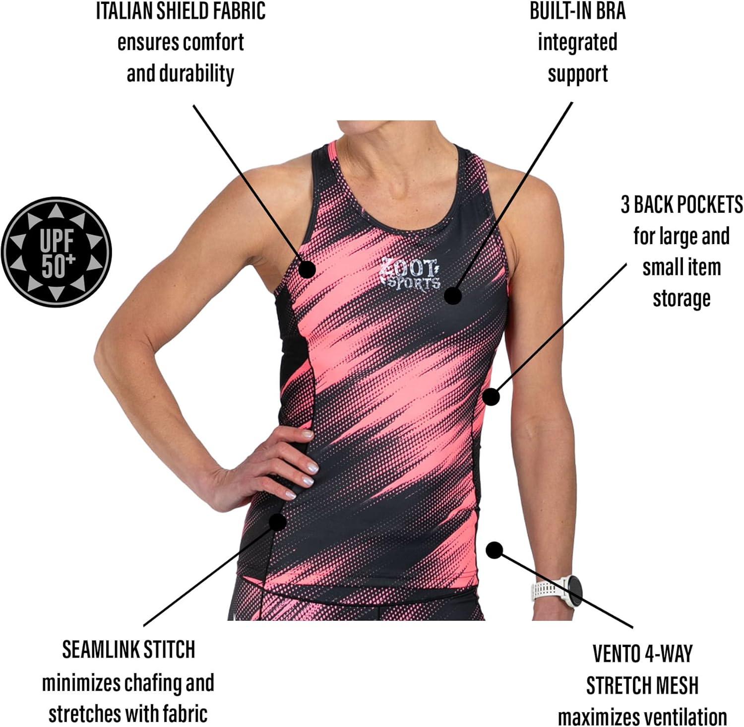 imageZoot Womens LTD Racerback Triathlon Tank Top Sleeveless Tank for Racing ampamp Endurance Training Builtin Bra ampamp Rear PocketsDriftspeed