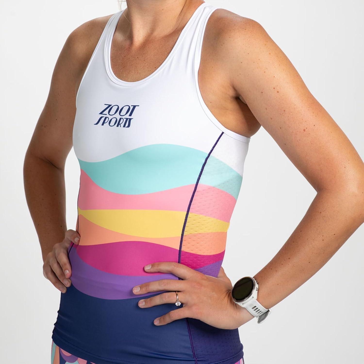imageZoot Womens LTD Racerback Triathlon Tank Top Sleeveless Tank for Racing ampamp Endurance Training Builtin Bra ampamp Rear PocketsLa Mer