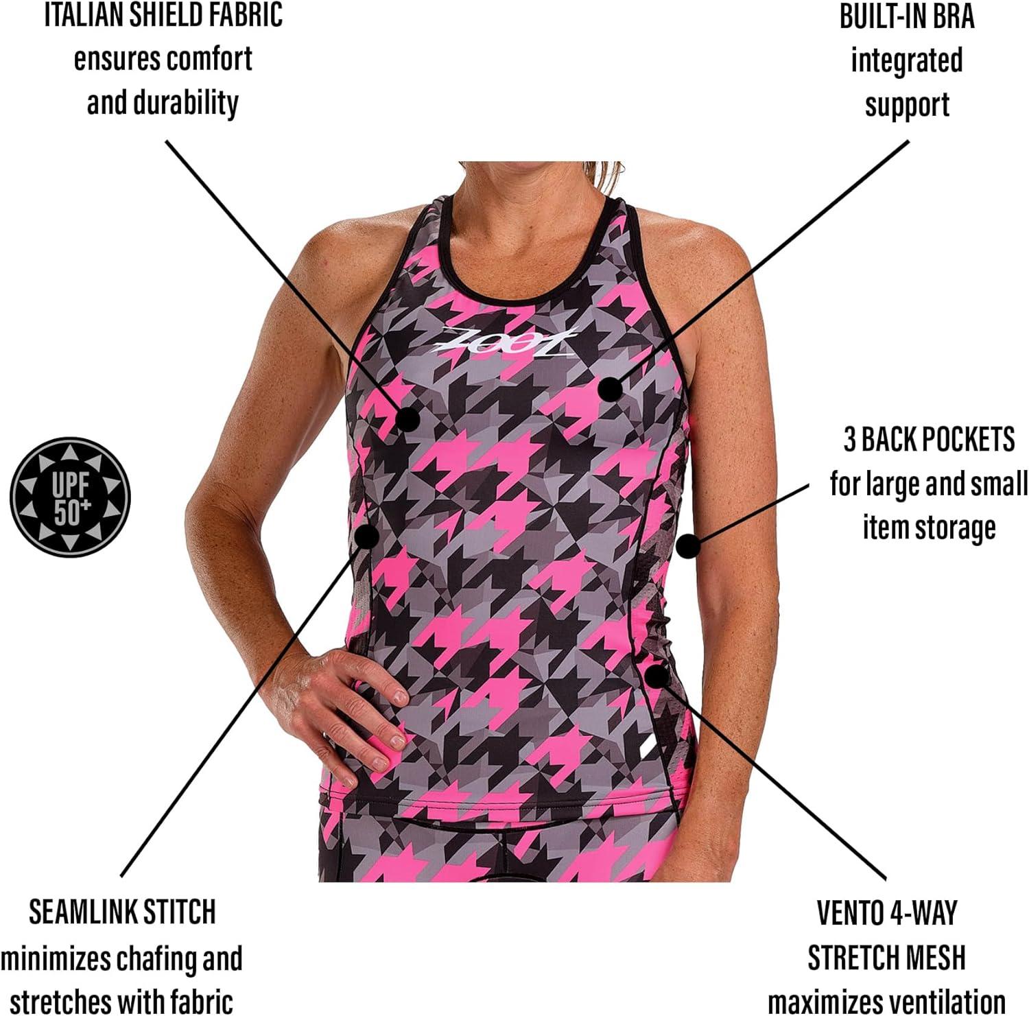 imageZoot Womens LTD Racerback Triathlon Tank Top Sleeveless Tank for Racing ampamp Endurance Training Builtin Bra ampamp Rear PocketsNiuhi