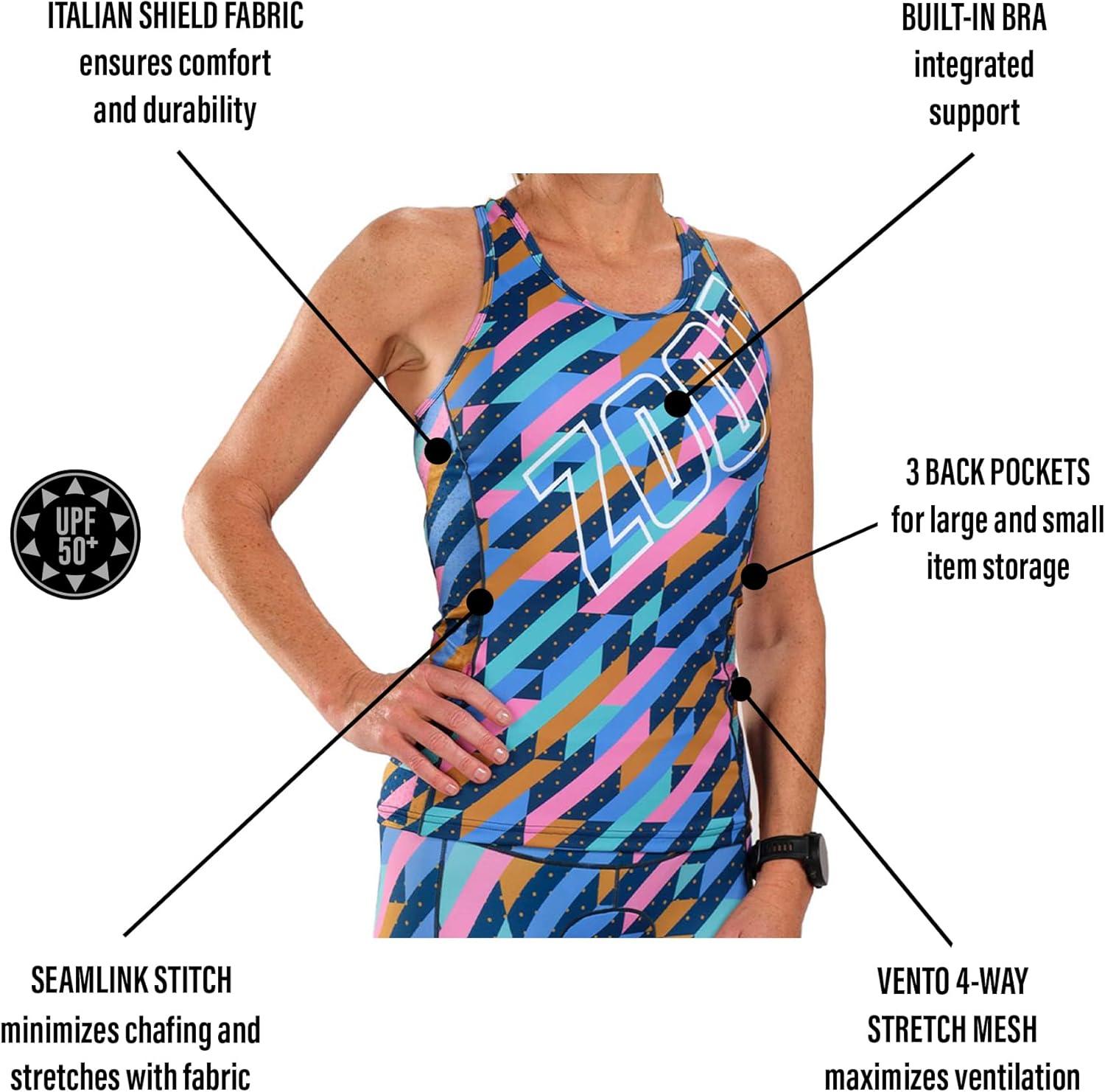 imageZoot Womens LTD Racerback Triathlon Tank Top Sleeveless Tank for Racing ampamp Endurance Training Builtin Bra ampamp Rear PocketsUnbreakable