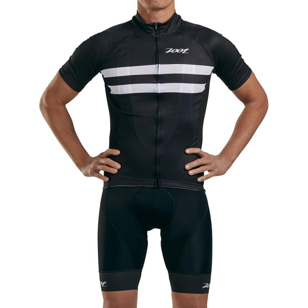 imageZoot Mens Core Cycling Jersey Breathable Short Sleeve Road Bike Tri Jersey Moisture Wicking 3 Rear Pockets UPF 30 FabricBlack