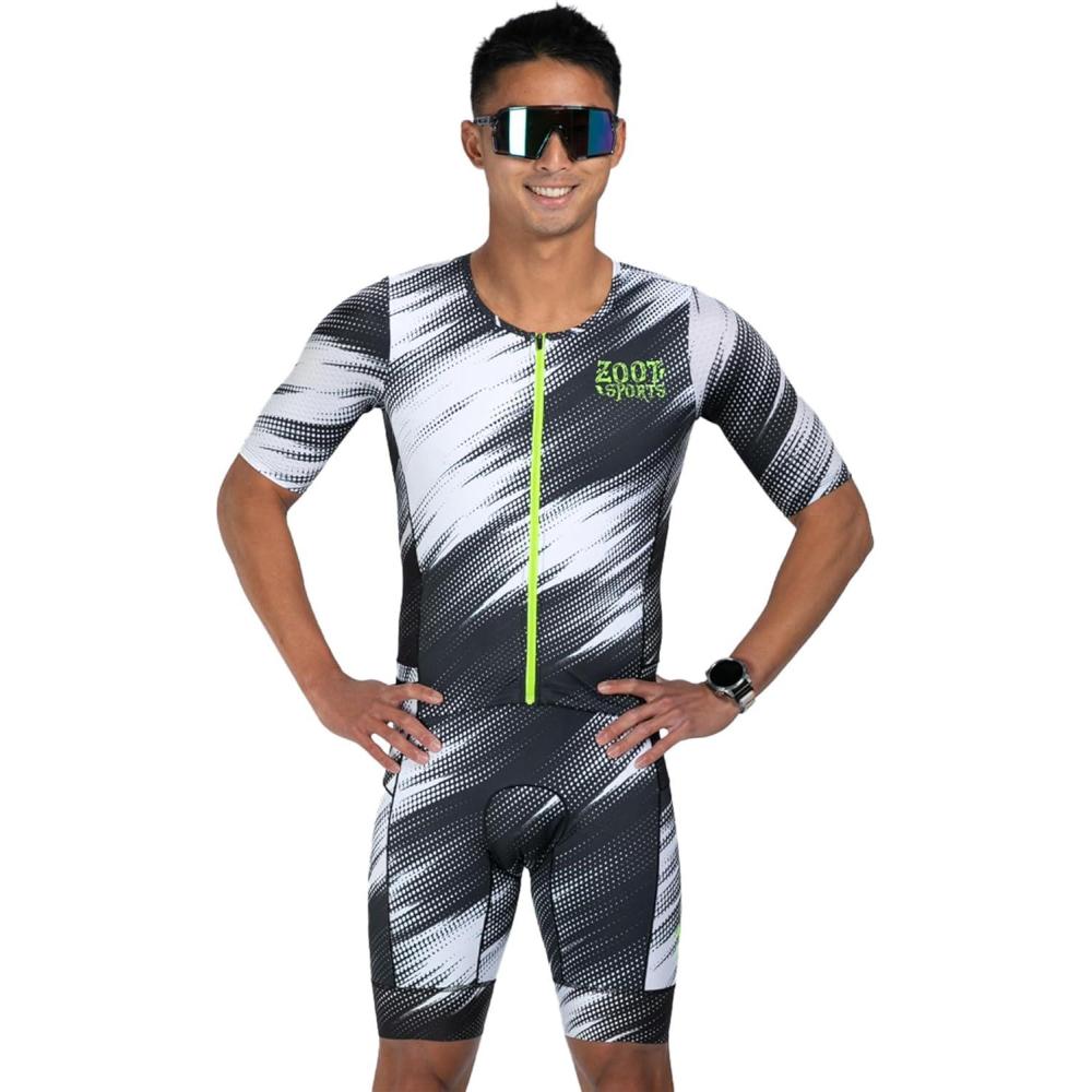 imageZoot Mens LTD Tri Aero Fz Racesuit Short Sleeve Aerodynamic Cycling Race Swim Bike Run Tri Suit with Pockets UPF 50 FabricDriftspeed