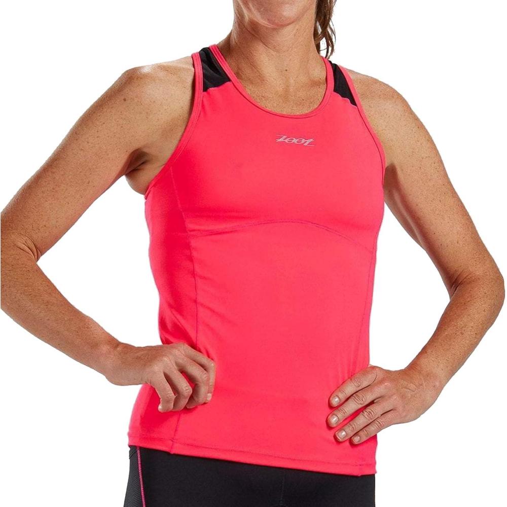 imageZoot Womens Core Tri Racerback Tank Performance Triathlon Race Tank Top UPF 50 Fabric Rear Pockets Builtin Bra SupportBlush