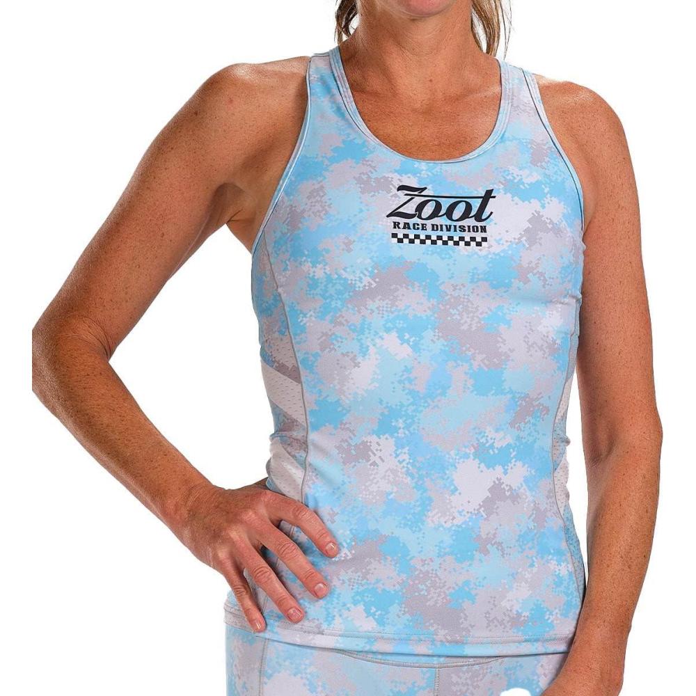 imageZoot Womens LTD Racerback Triathlon Tank Top Sleeveless Tank for Racing ampamp Endurance Training Builtin Bra ampamp Rear PocketsRace Division