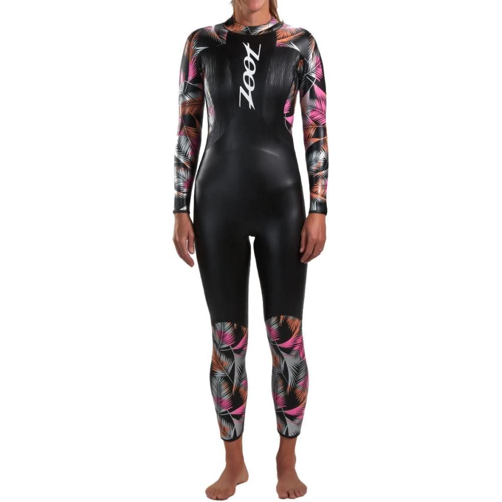 imageZoot Womens Triathlon Kona 20 Wetsuit Full Body Neoprene Triathlete Suit for Open Water Swimming Ironman RacingPink Flora