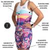 imageZoot Womens LTD Tri SLVS Fz Racesuit Sleeveless Cycle Race Swim Bike Run Tri Suit Padded Chamois Pockets UPF 50 FabricLa Mer
